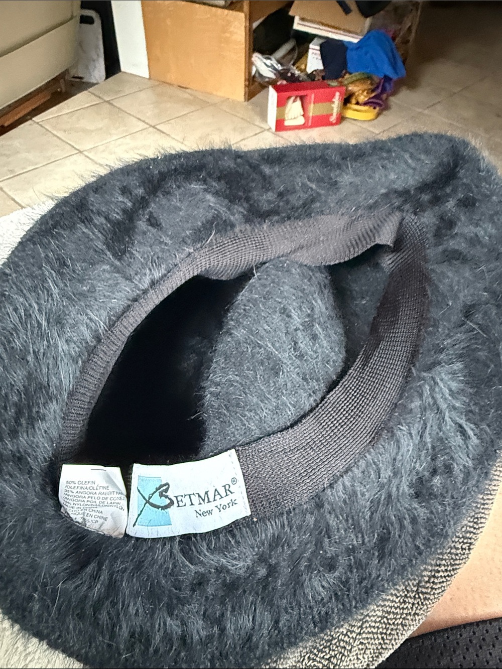 betmar Charcoal Fuzzy Bucket Hat